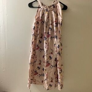 Bellambra Size Small Made In Italy Linen‎ Halter Dress Sleeveless Pink Print